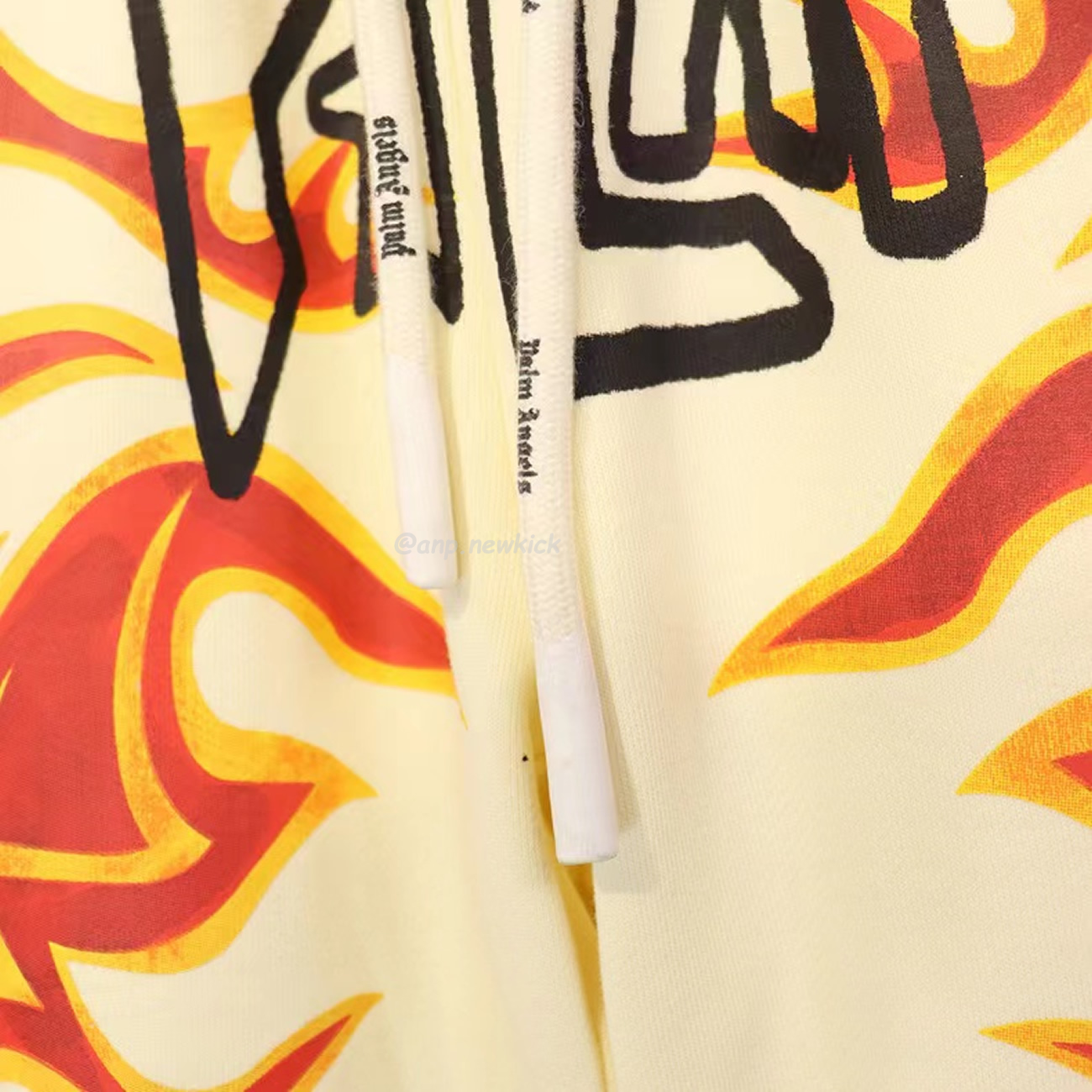 Palm Angels Graffiti Flame T Shirt Shorts Black White (5) - www.newkick.vip